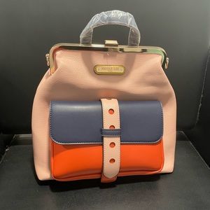 NL Authentic Vegan Leather Handbag//Shoulder/ backpack bag: style 3 ways